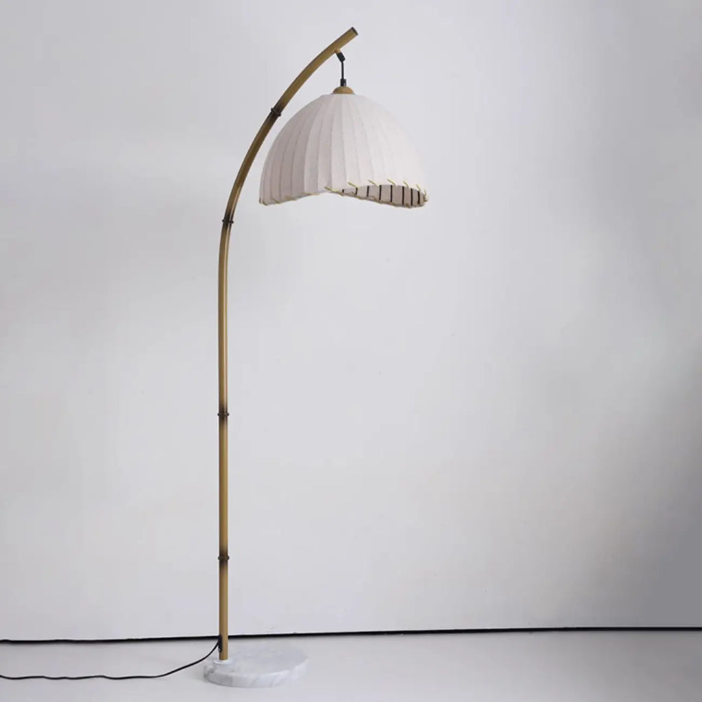 Modern Fabric Dome Metal Arc Floor Lamp Plug-In for Living Room