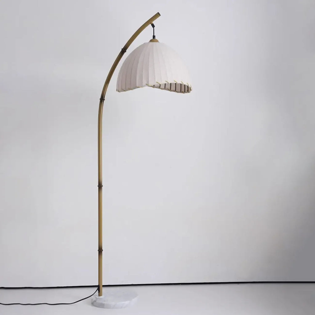 Modern Fabric Dome Metal Arc Floor Lamp Plug-In for Living Room