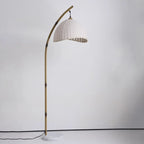 Modern Fabric Dome Metal Arc Floor Lamp Plug-In for Living Room