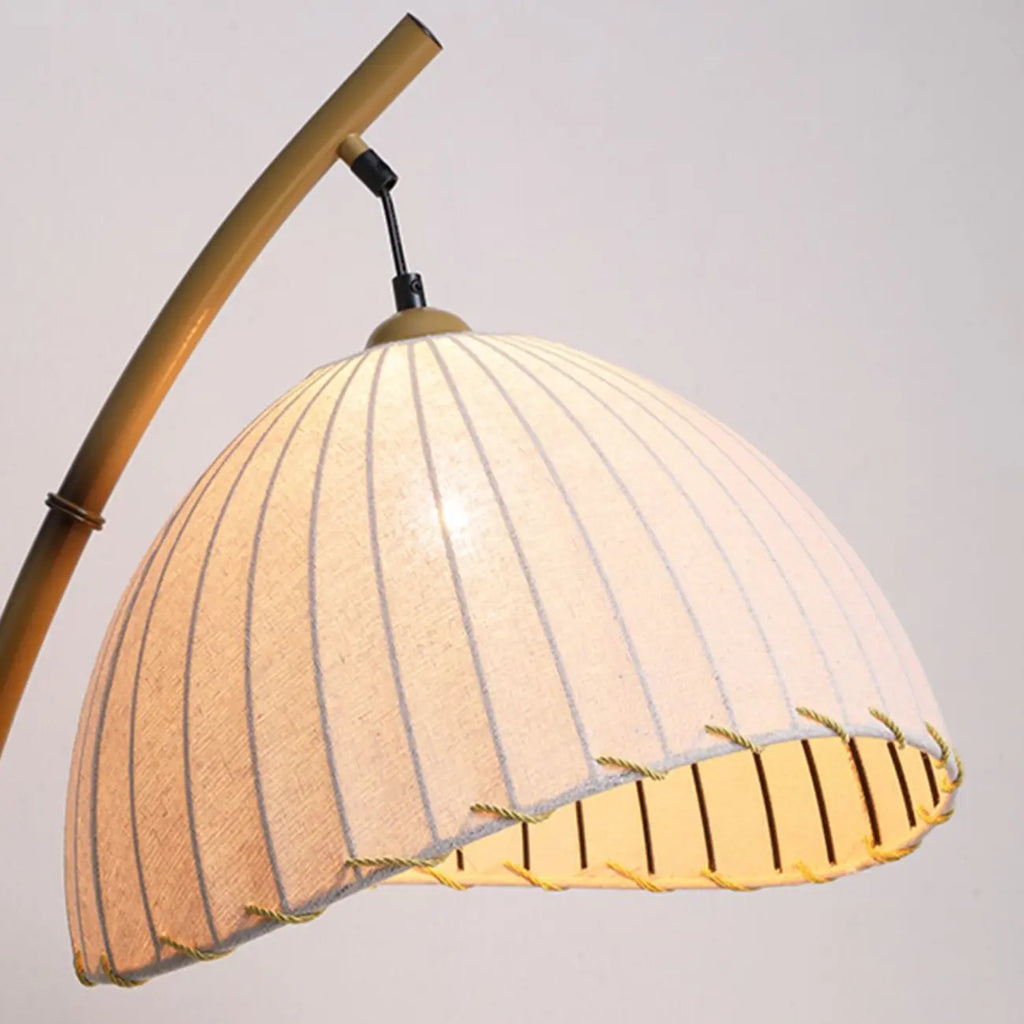 Modern Fabric Dome Metal Arc Floor Lamp Plug-In for Living Room