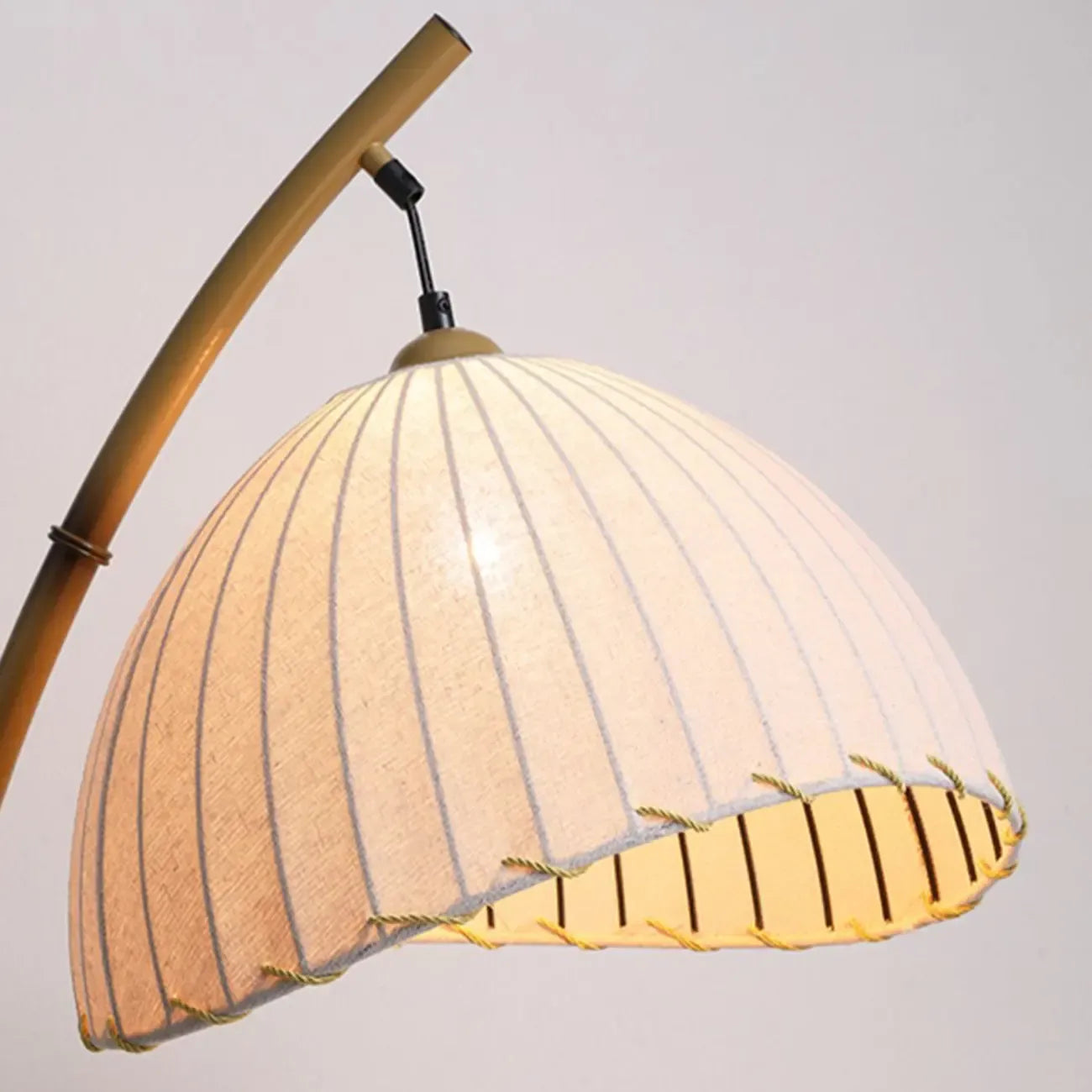 Modern Fabric Dome Metal Arc Floor Lamp Plug-In for Living Room