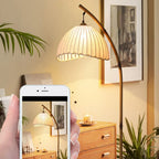 Modern Fabric Dome Metal Arc Floor Lamp Plug-In for Living Room