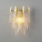 Modern 2-Light Tiered Wall Sconce with Glass Leaves & LED