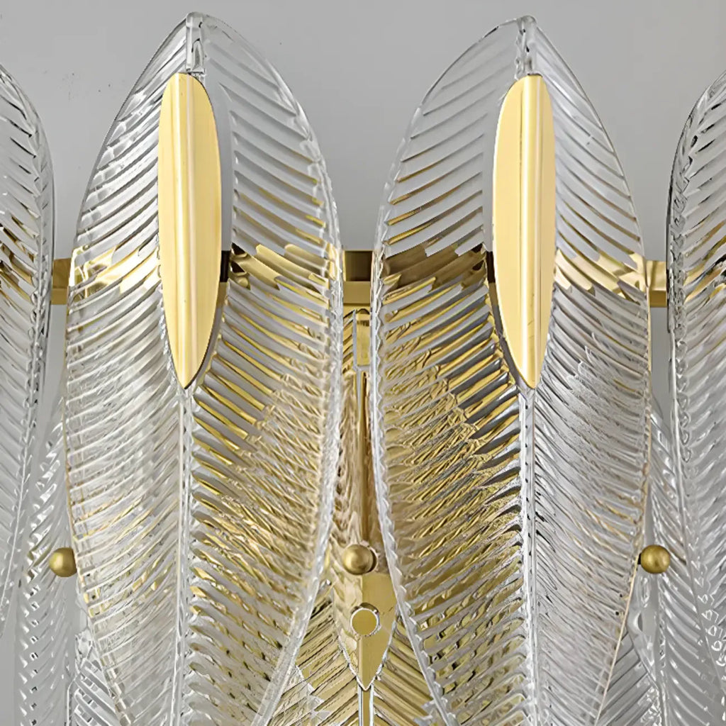 Modern 2-Light Tiered Wall Sconce with Glass Leaves & LED