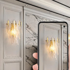 Modern 2-Light Tiered Wall Sconce with Glass Leaves & LED
