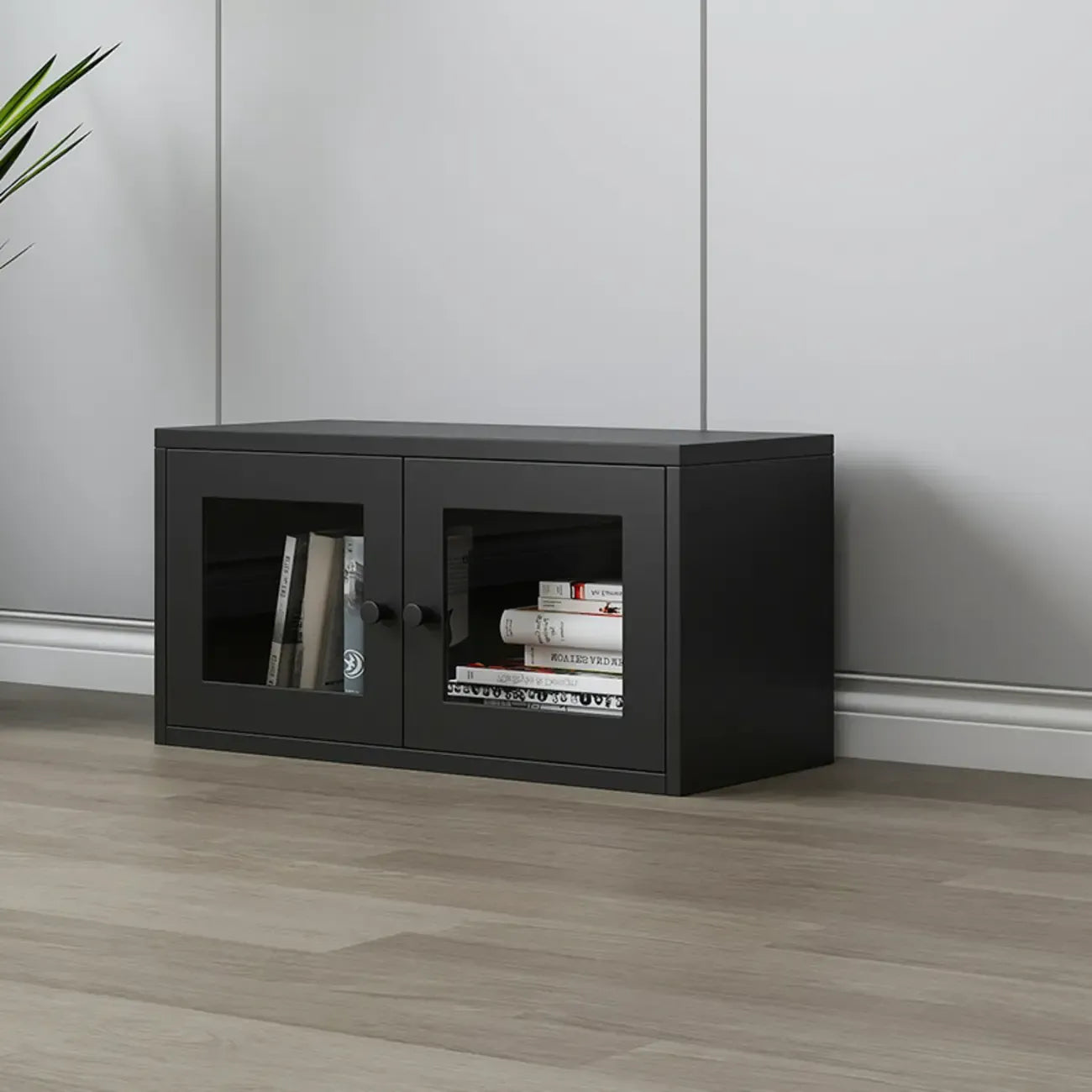 Modern Steel Glass Adjustable Shelves Display Storage Cabinet