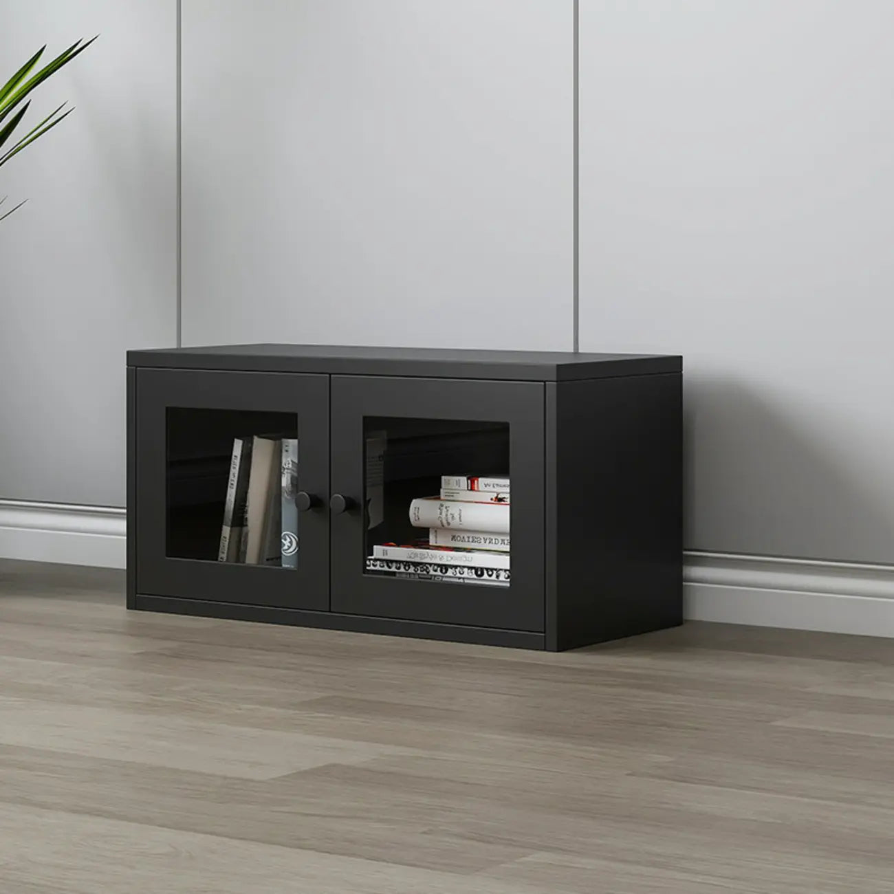 Modern Steel Glass Adjustable Shelves Display Storage Cabinet