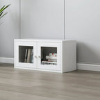 Modern Steel Glass Adjustable Shelves Display Storage Cabinet