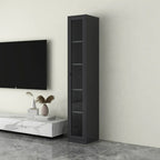 Modern Steel Glass Adjustable Shelves Display Storage Cabinet