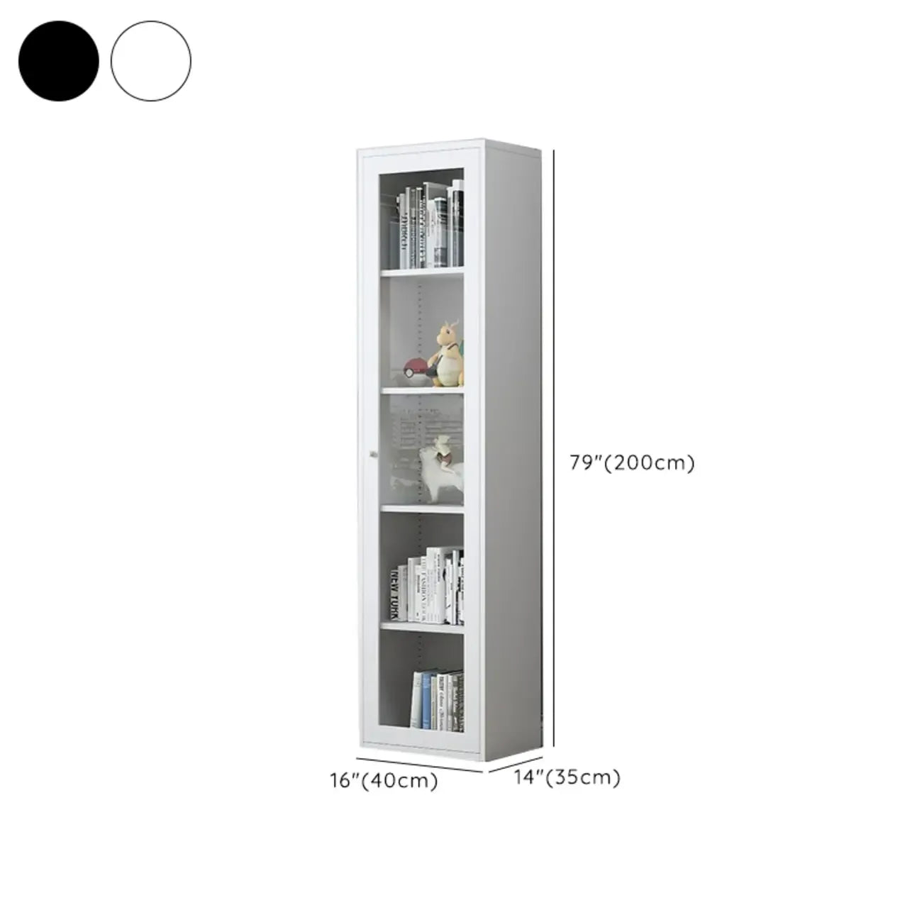 Modern Steel Glass Adjustable Shelves Display Storage Cabinet