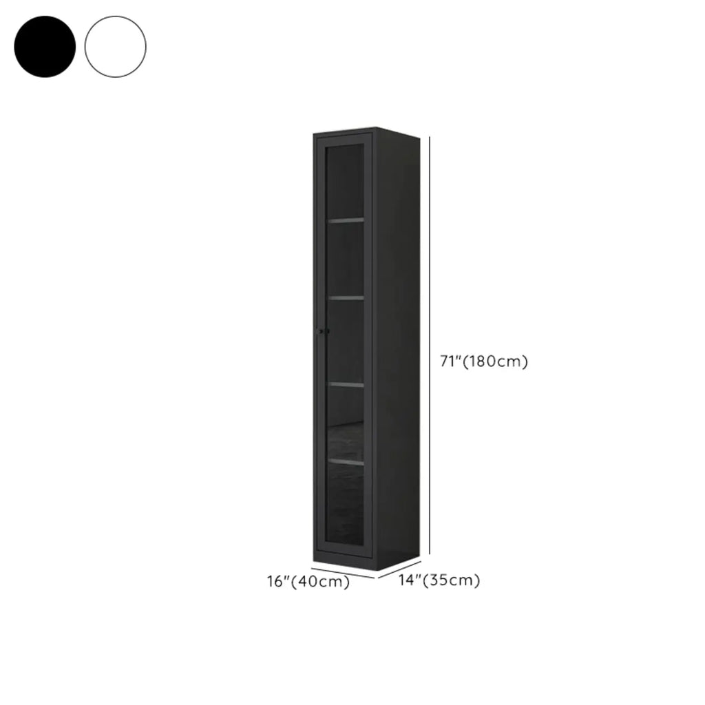 Modern Steel Glass Adjustable Shelves Display Storage Cabinet