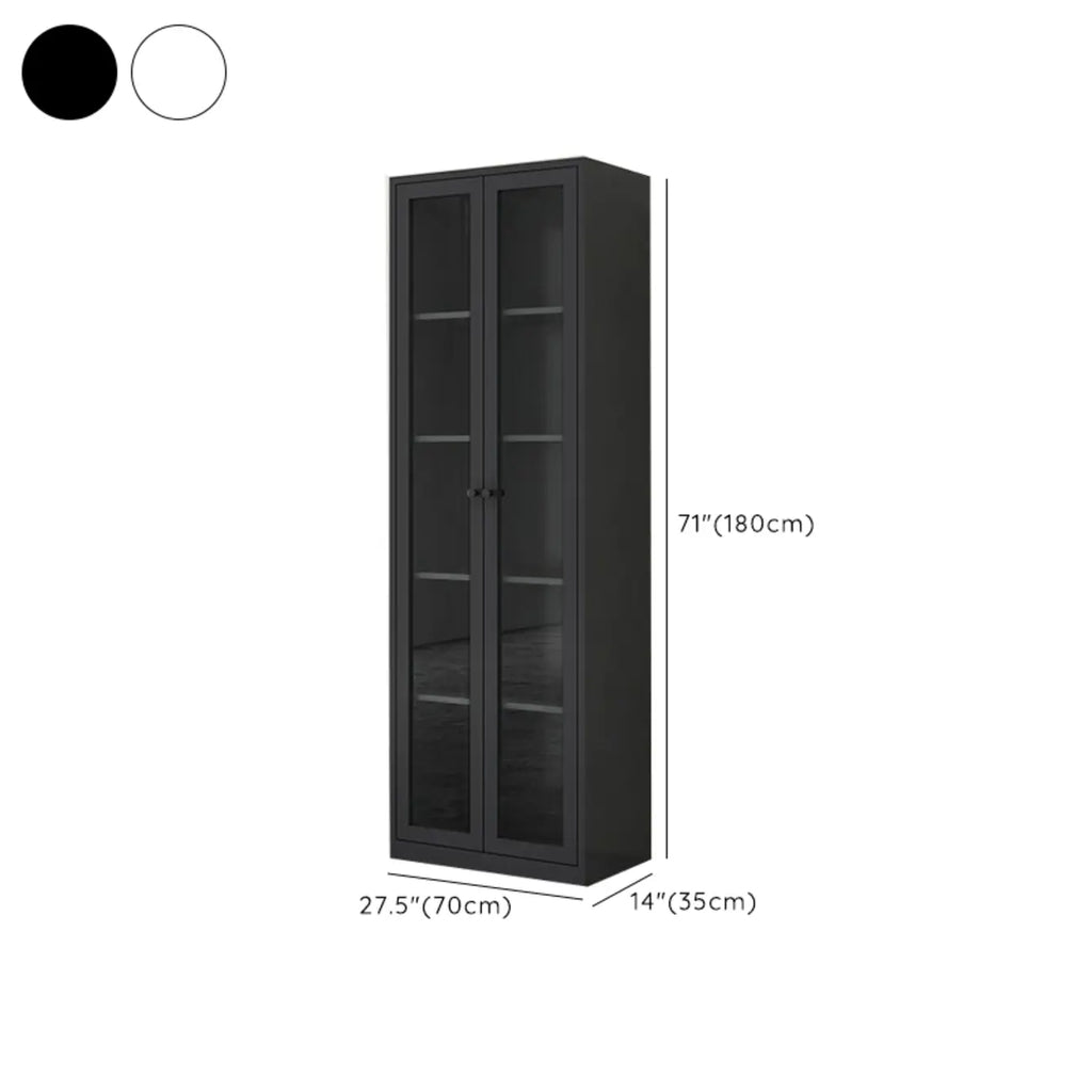 Modern Steel Glass Adjustable Shelves Display Storage Cabinet