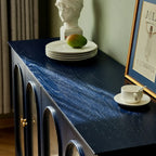 Scandinavian Oak Wooden Oval Fluted Glass Utility Cabinet