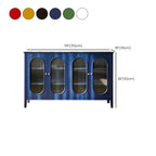 Scandinavian Oak Wooden Oval Fluted Glass Utility Cabinet