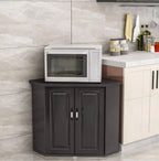 Modern White Manufactured Wood Storage Corner Cabinet