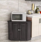 Modern White Manufactured Wood Storage Corner Cabinet