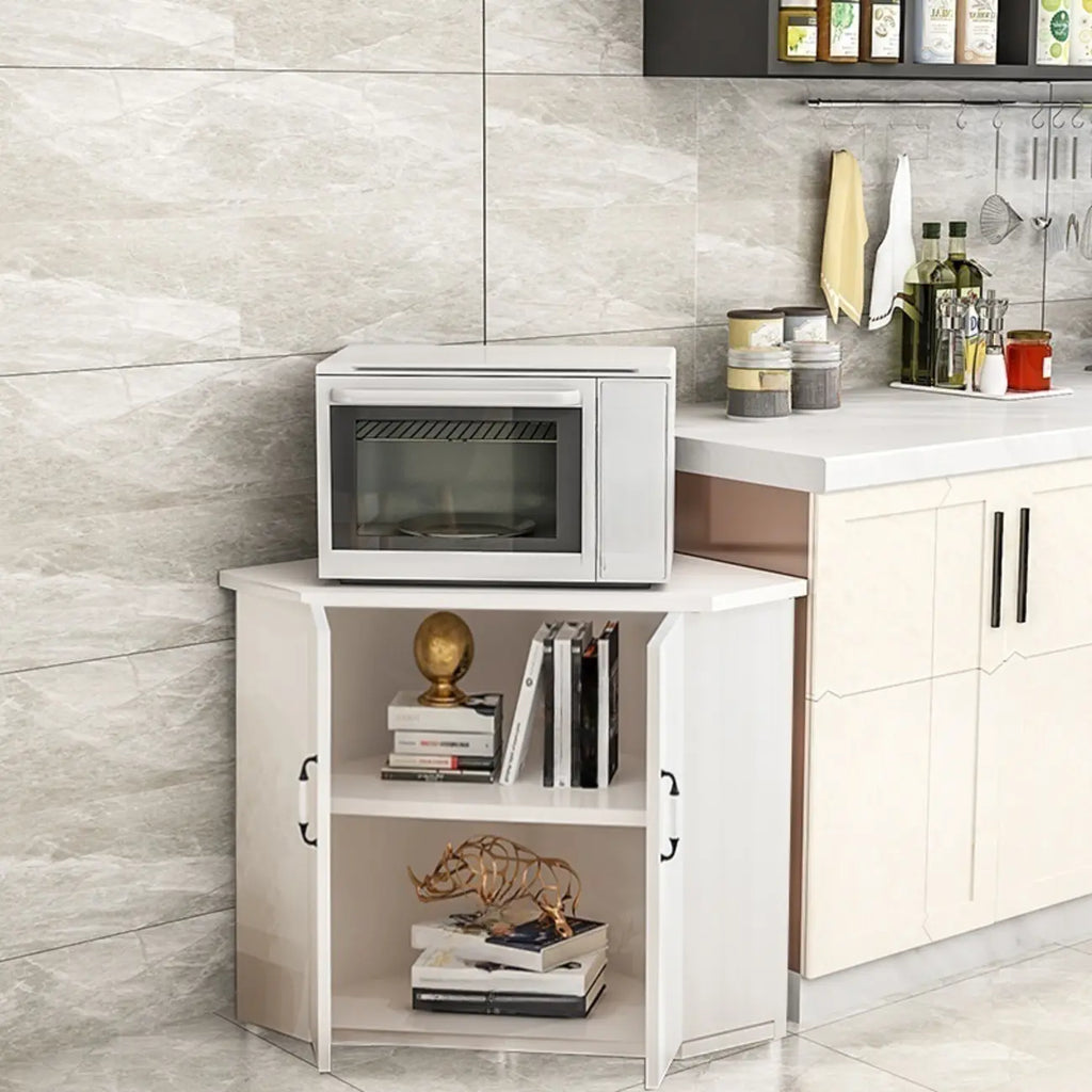 Modern White Manufactured Wood Storage Corner Cabinet