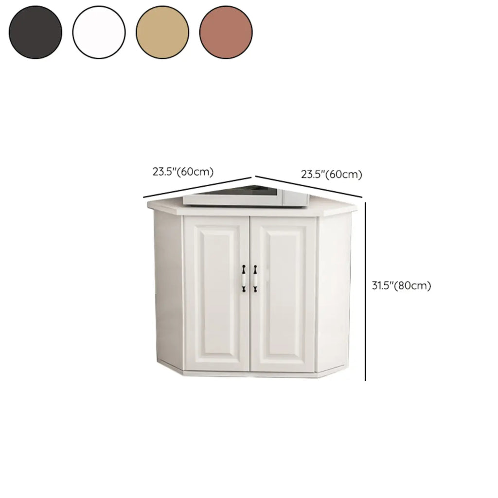 Modern White Manufactured Wood Storage Corner Cabinet