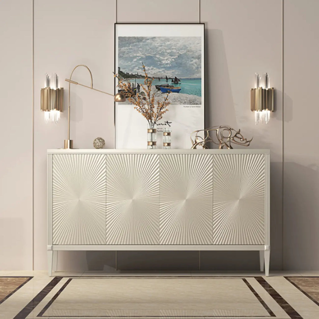 Glam Visual Effects High-Gloss Beige Wooden Decorative Cabinet