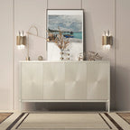 Glam Visual Effects High-Gloss Beige Wooden Decorative Cabinet