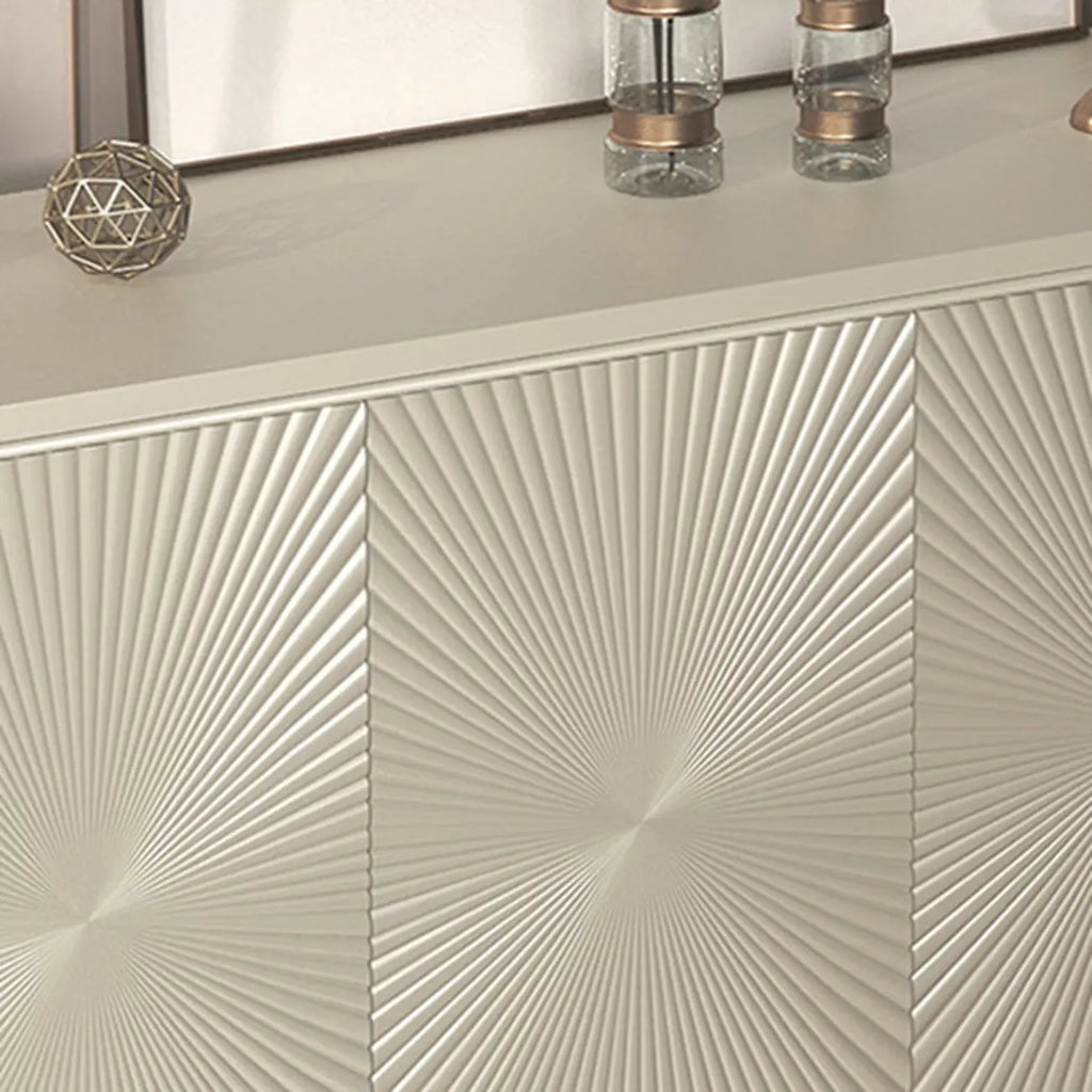 Glam Visual Effects High-Gloss Beige Wooden Decorative Cabinet