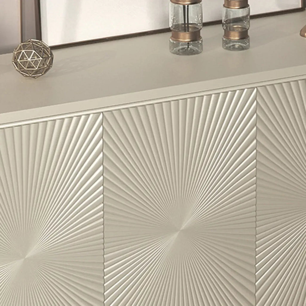 Glam Visual Effects High-Gloss Beige Wooden Decorative Cabinet