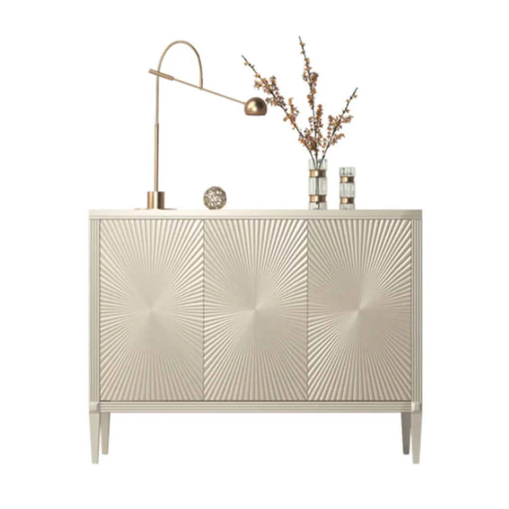 Glam Visual Effects High-Gloss Beige Wooden Decorative Cabinet
