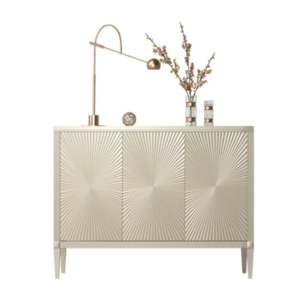 Glam Visual Effects High-Gloss Beige Wooden Decorative Cabinet