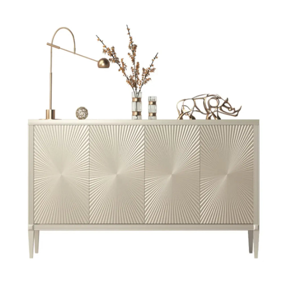 Glam Visual Effects High-Gloss Beige Wooden Decorative Cabinet