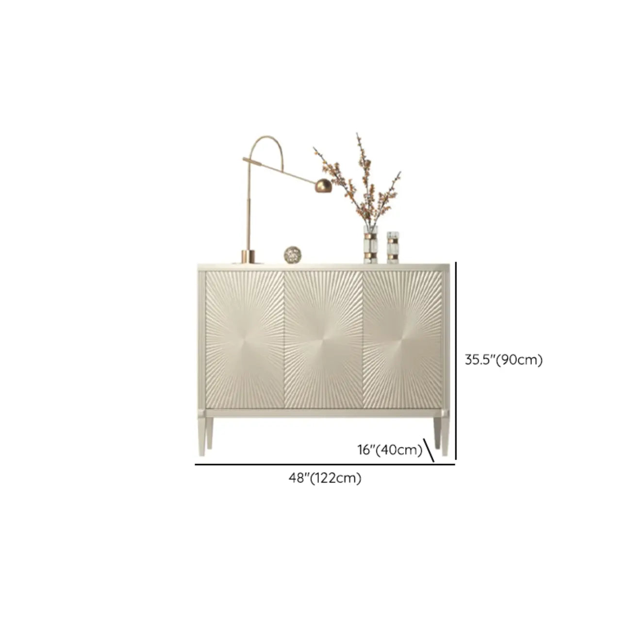 Glam Visual Effects High-Gloss Beige Wooden Decorative Cabinet