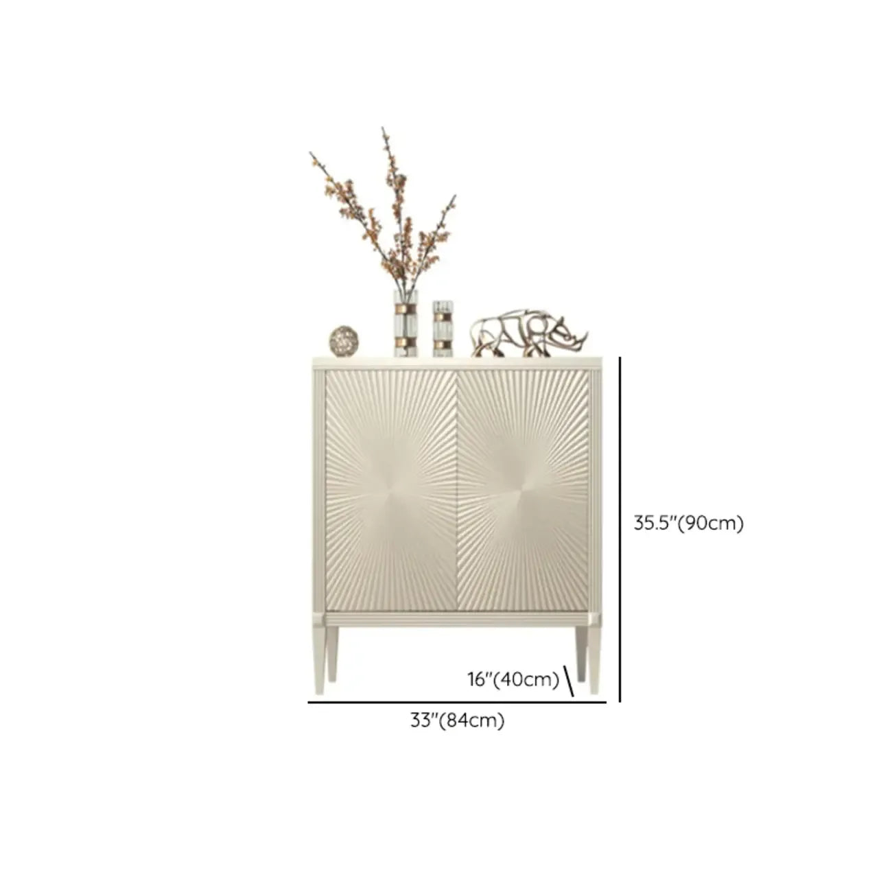 Glam Visual Effects High-Gloss Beige Wooden Decorative Cabinet
