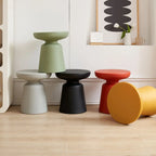 Modern Round Acrylic Side Table with Drum Base for Living Room