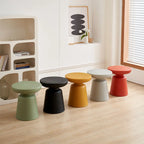 Modern Round Acrylic Side Table with Drum Base for Living Room