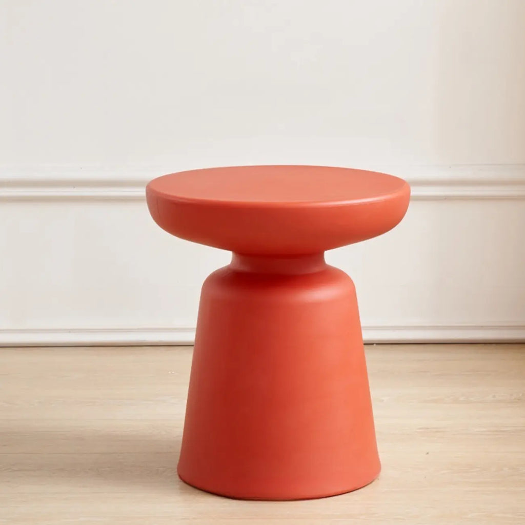 Modern Round Acrylic Side Table with Drum Base for Living Room