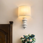 21H Modern Geometric Wooden Wall Sconce with Fabric Shade