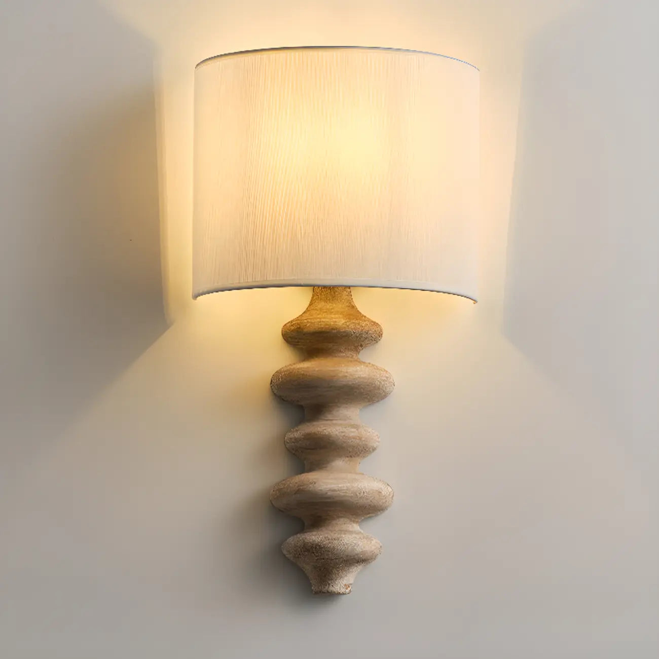 21H Modern Geometric Wooden Wall Sconce with Fabric Shade