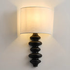 21H Modern Geometric Wooden Wall Sconce with Fabric Shade