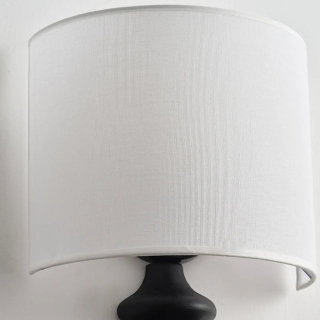 21H Modern Geometric Wooden Wall Sconce with Fabric Shade