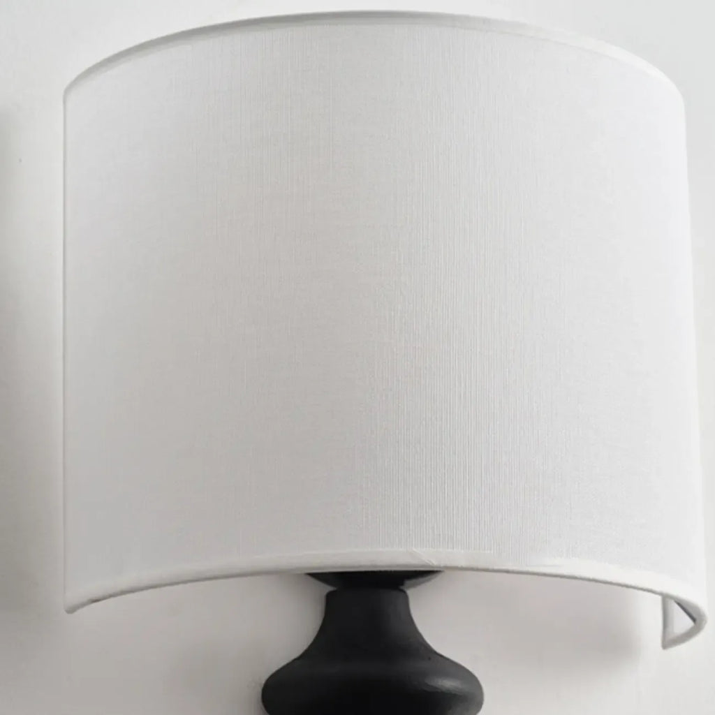 21H Modern Geometric Wooden Wall Sconce with Fabric Shade