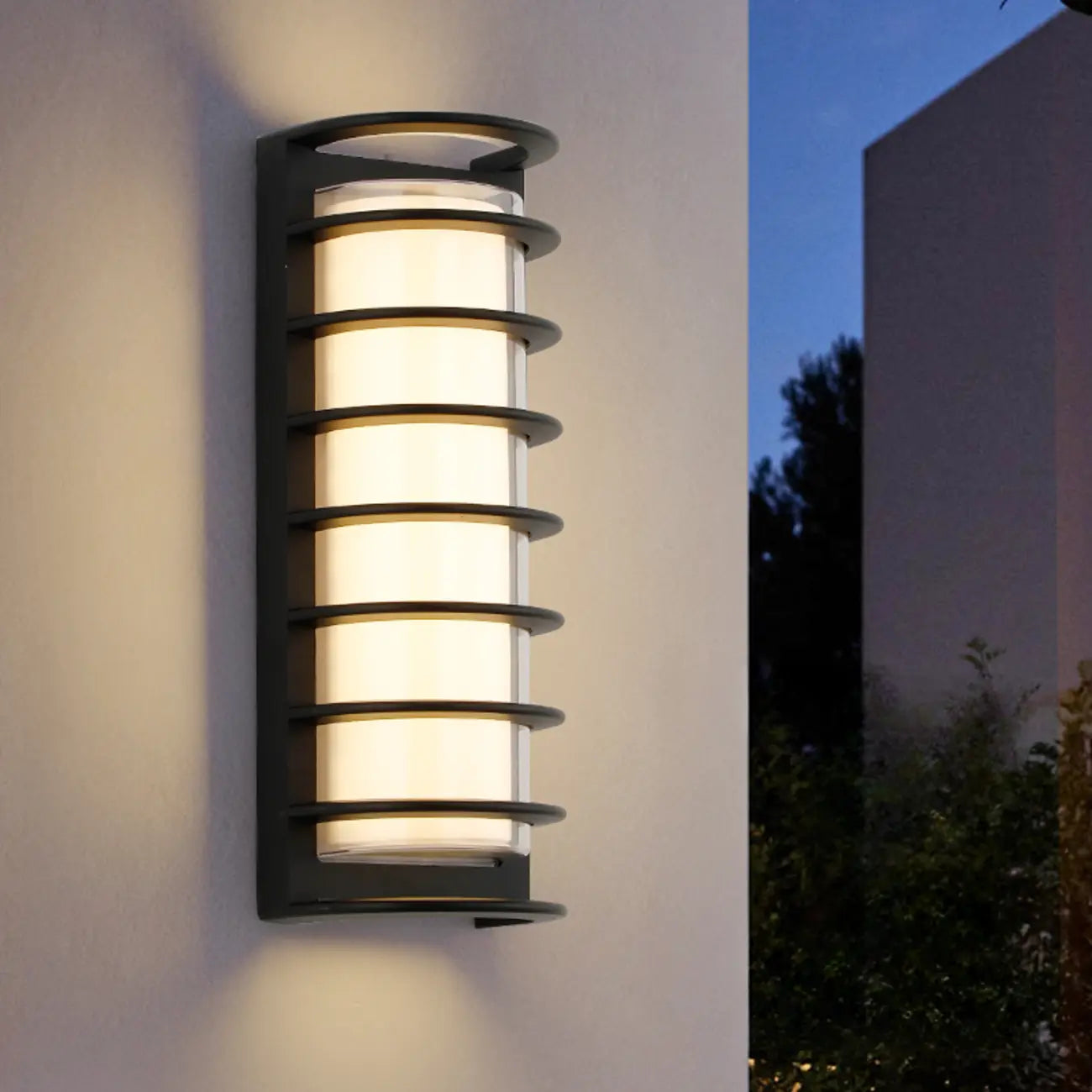 Modern Metal Black Round Tube LED Outdoor Wall Light