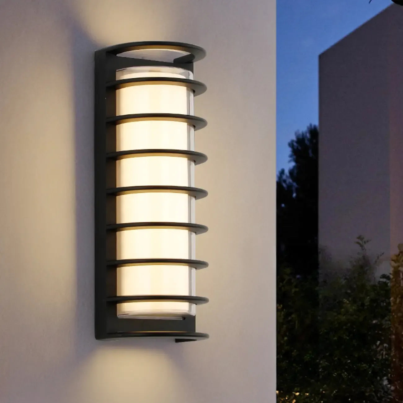 Modern Metal Black Round Tube LED Outdoor Wall Light