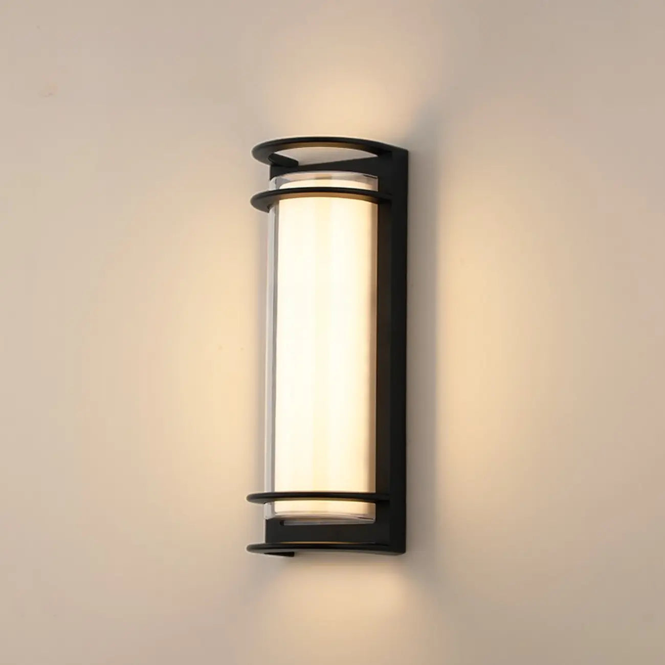 Modern Metal Black Round Tube LED Outdoor Wall Light