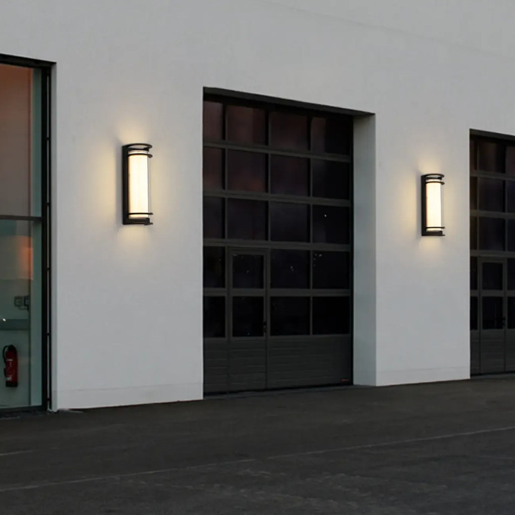 Modern Metal Black Round Tube LED Outdoor Wall Light