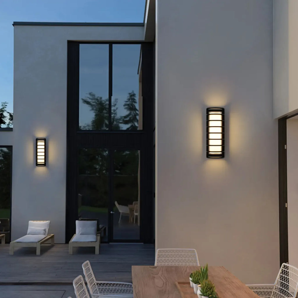 Modern Metal Black Round Tube LED Outdoor Wall Light