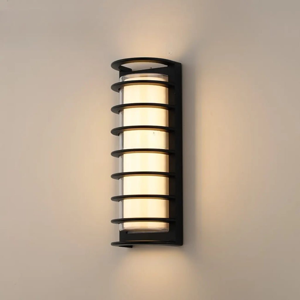 Modern Metal Black Round Tube LED Outdoor Wall Light