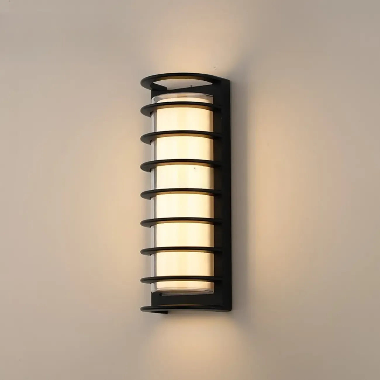 Modern Metal Black Round Tube LED Outdoor Wall Light