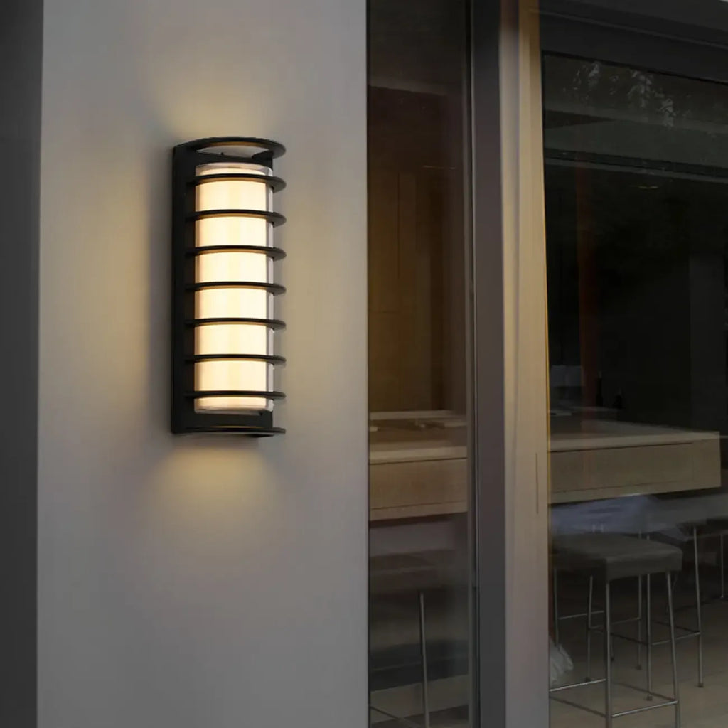 Modern Metal Black Round Tube LED Outdoor Wall Light