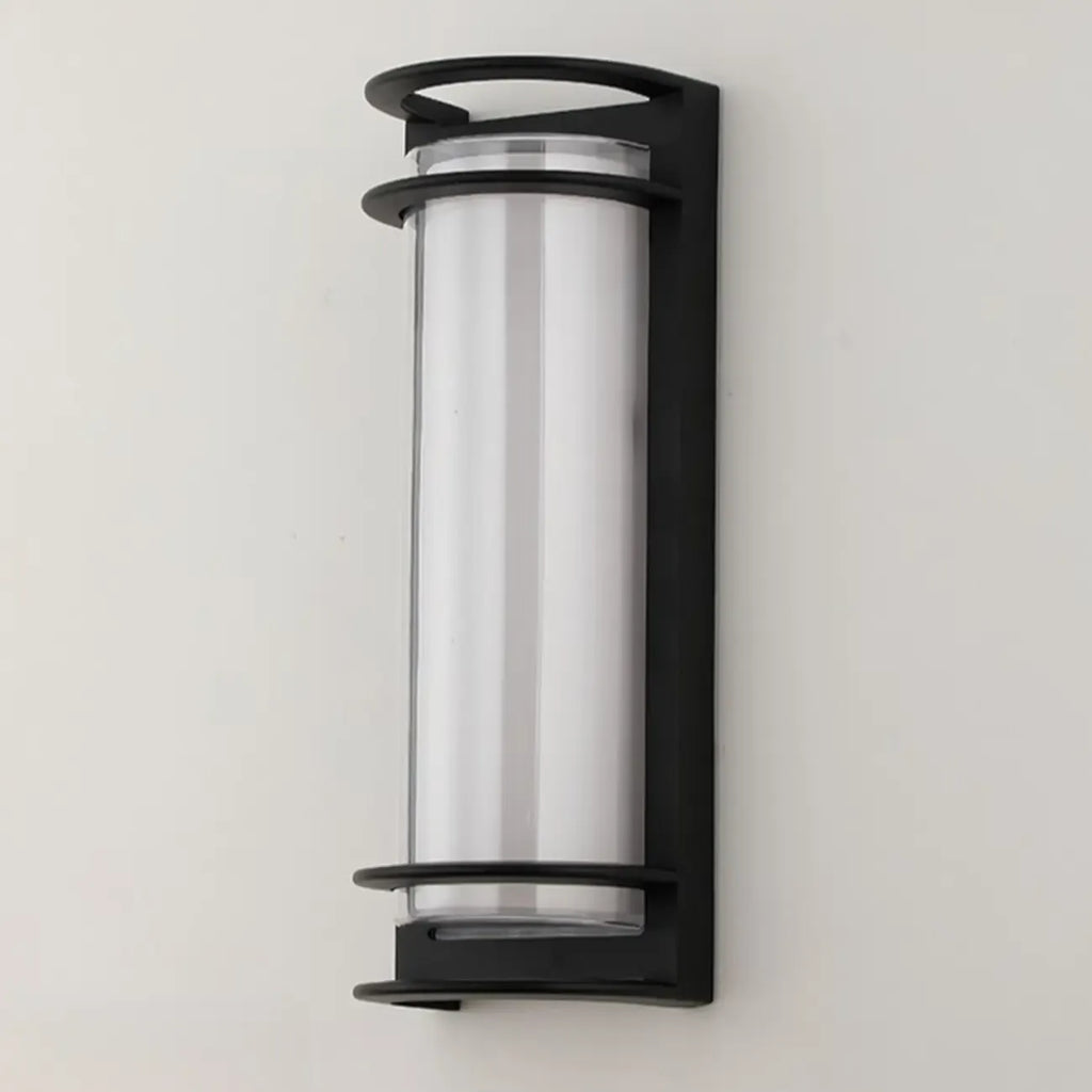 Modern Metal Black Round Tube LED Outdoor Wall Light