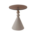 Elegant Glass Round End Table with Iron Pedestal Base