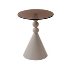 Elegant Glass Round End Table with Iron Pedestal Base